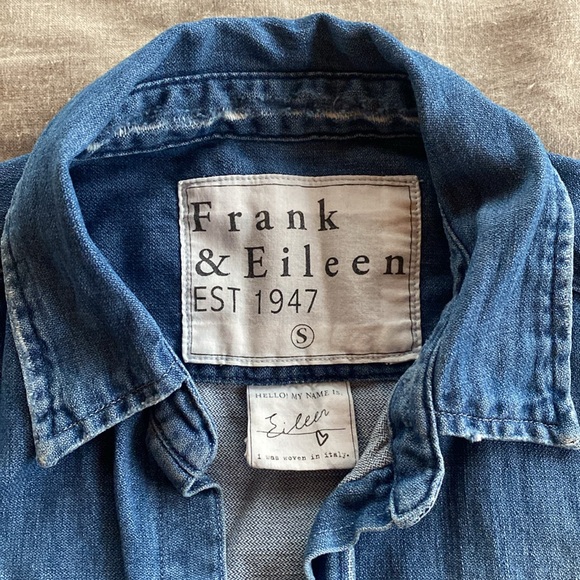 Frank and Eileen Distressed Famous Denim Button Down - Picture 2 of 9